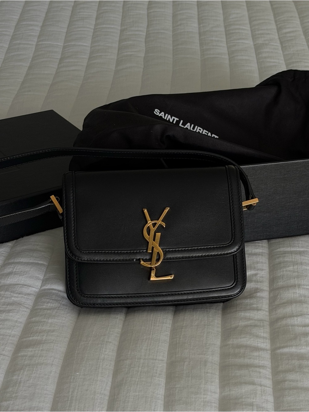 Saint Laurent Black Leather Crossbody (Small Satchel SOLFERINO BAG)
